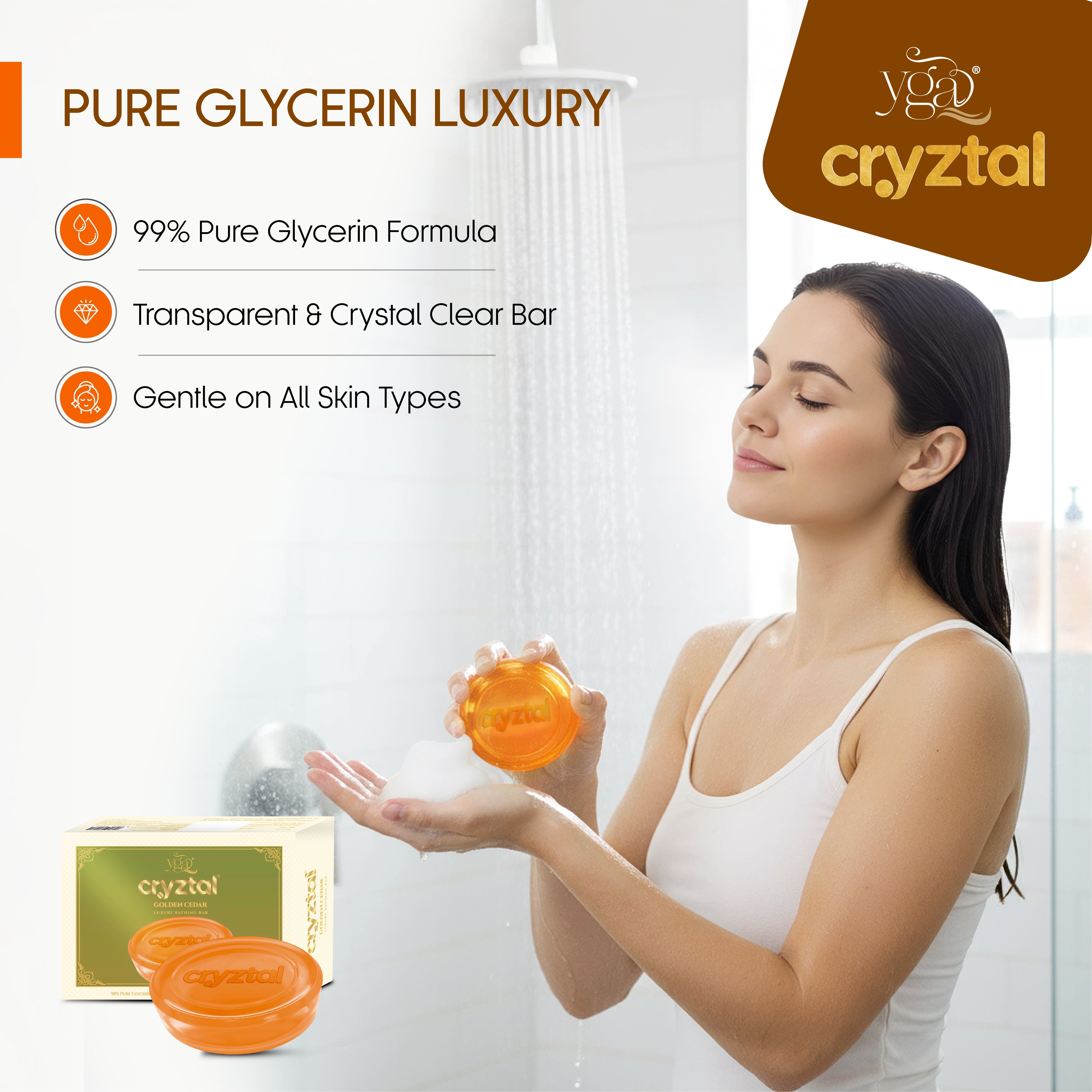 Cryztal Golden Cedar Luxury Bathing Bar – Woody Citrus Premium Soap