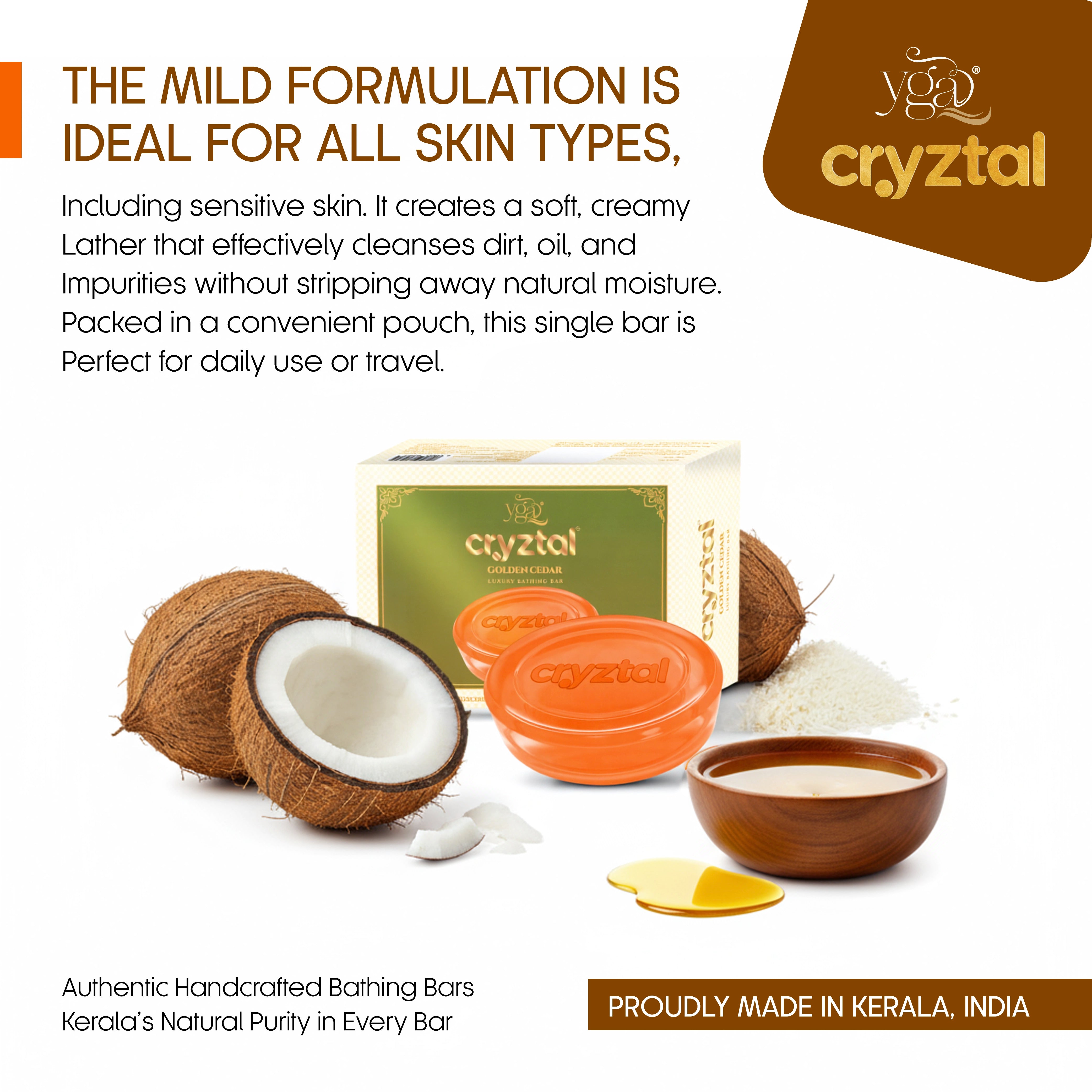 Cryztal Golden Cedar Luxury Bathing Bar – Woody Citrus Premium Soap