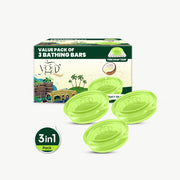 Box of 3 Yoda bathing bars with a coconut illustration on a white background