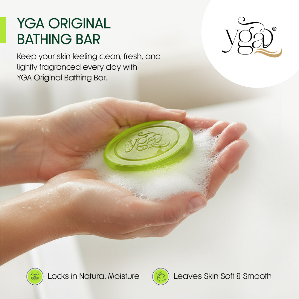 "YGA Original transparent glycerin bathing bar close-up view"