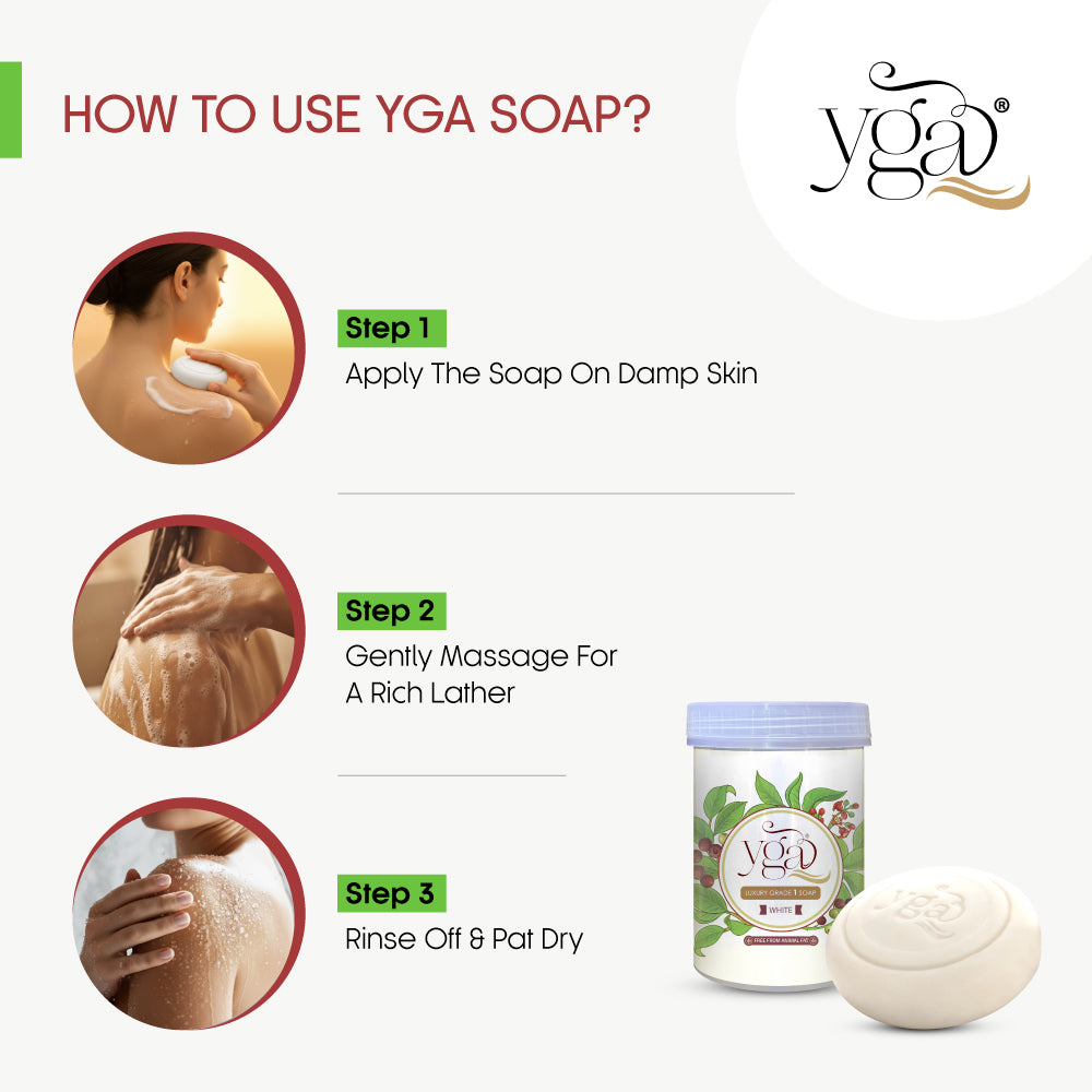 Instructions on how to use YGA soap with product display