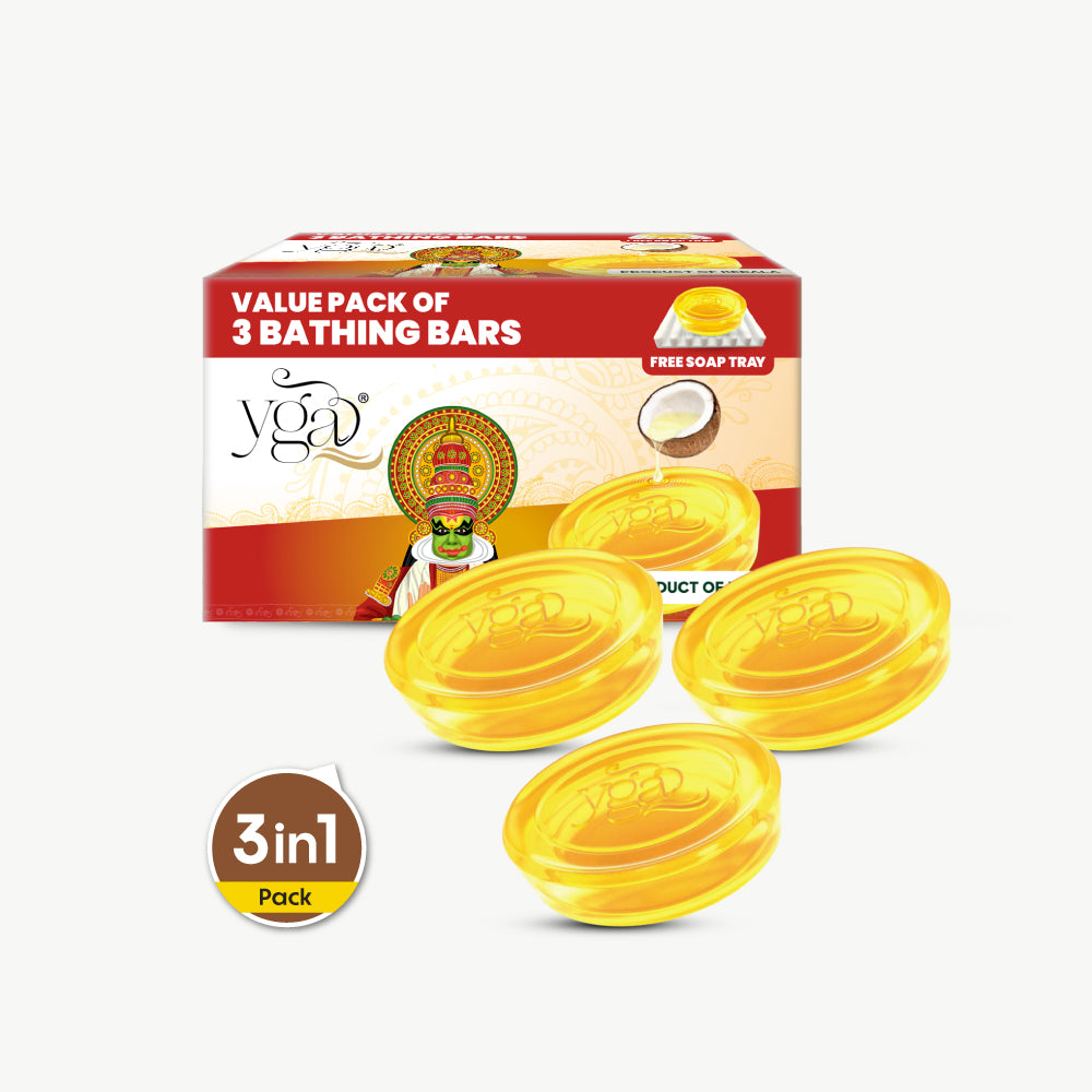 Yoga brand bathing bars with packaging on a white background