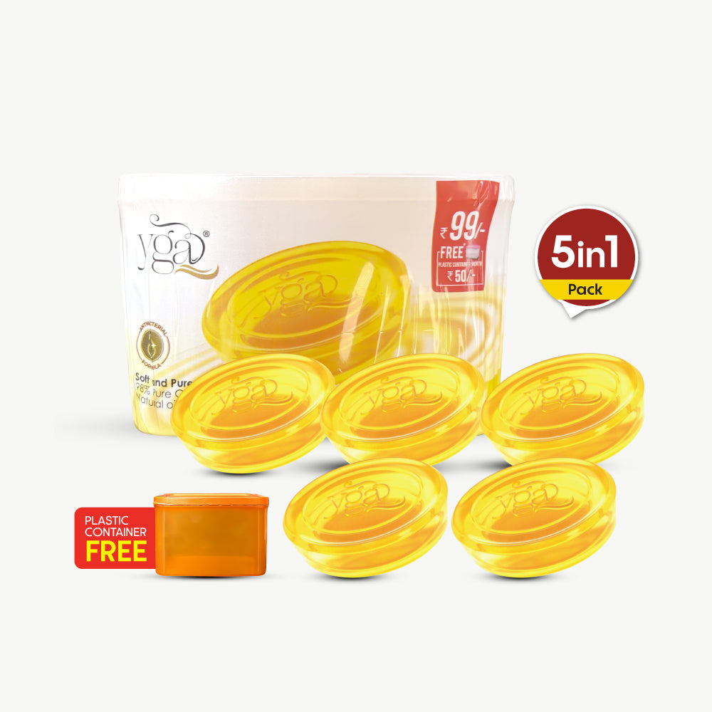 Yellow soap bars with packaging on a white background